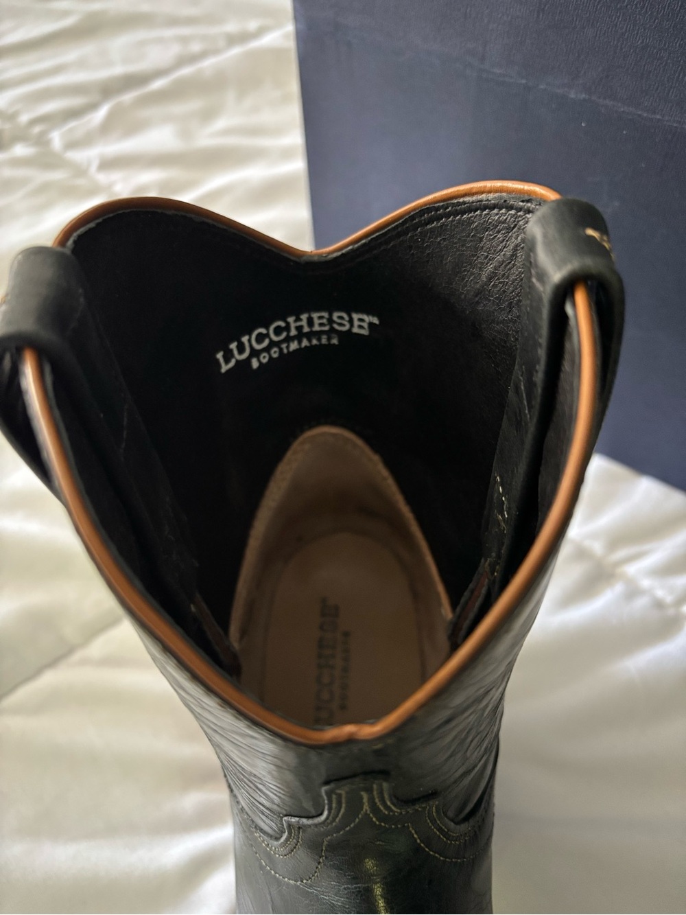 Lucchese Woen’s Black Leather Western Ankle Boots - Picture 6 of 7